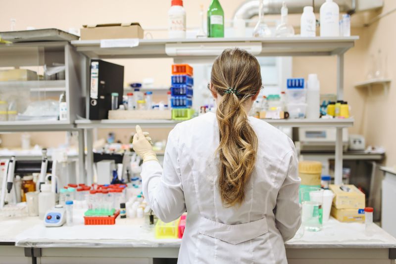 Scientist working in a cannabis testing laboratory